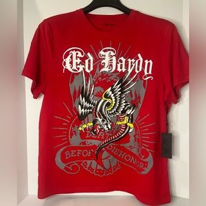 ED HARDY Cotton Blend Crew Neck Short Sleeve Graphic T Shirt